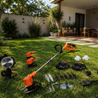 Aparador de Césped Eléctrico Inalámbrico BiVolt 900W Desmontable + REGALO: 2 Baterías + Bolsa Multiuso