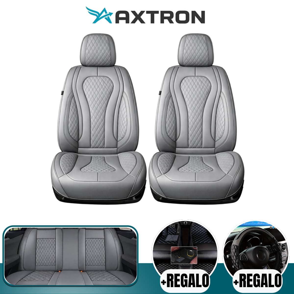 Funda para Auto Bulka Universal en Cuero Legítimo con Airbag Integrado + REGALO: Alfombras y Funda para Volante