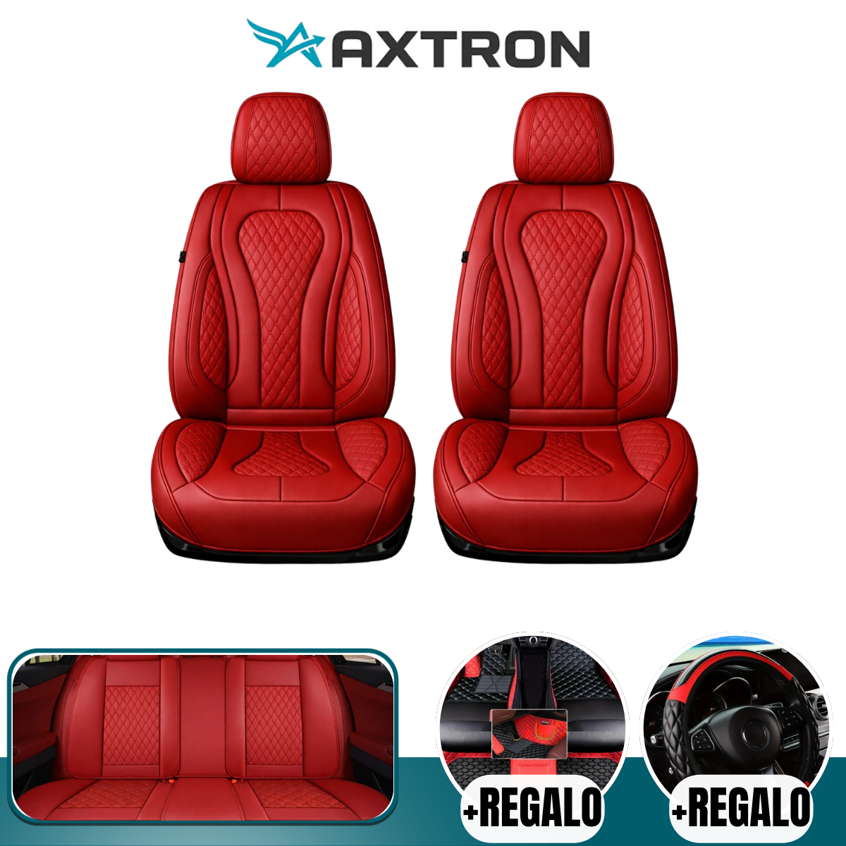 Funda para Auto Bulka Universal en Cuero Legítimo con Airbag Integrado + REGALO: Alfombras y Funda para Volante