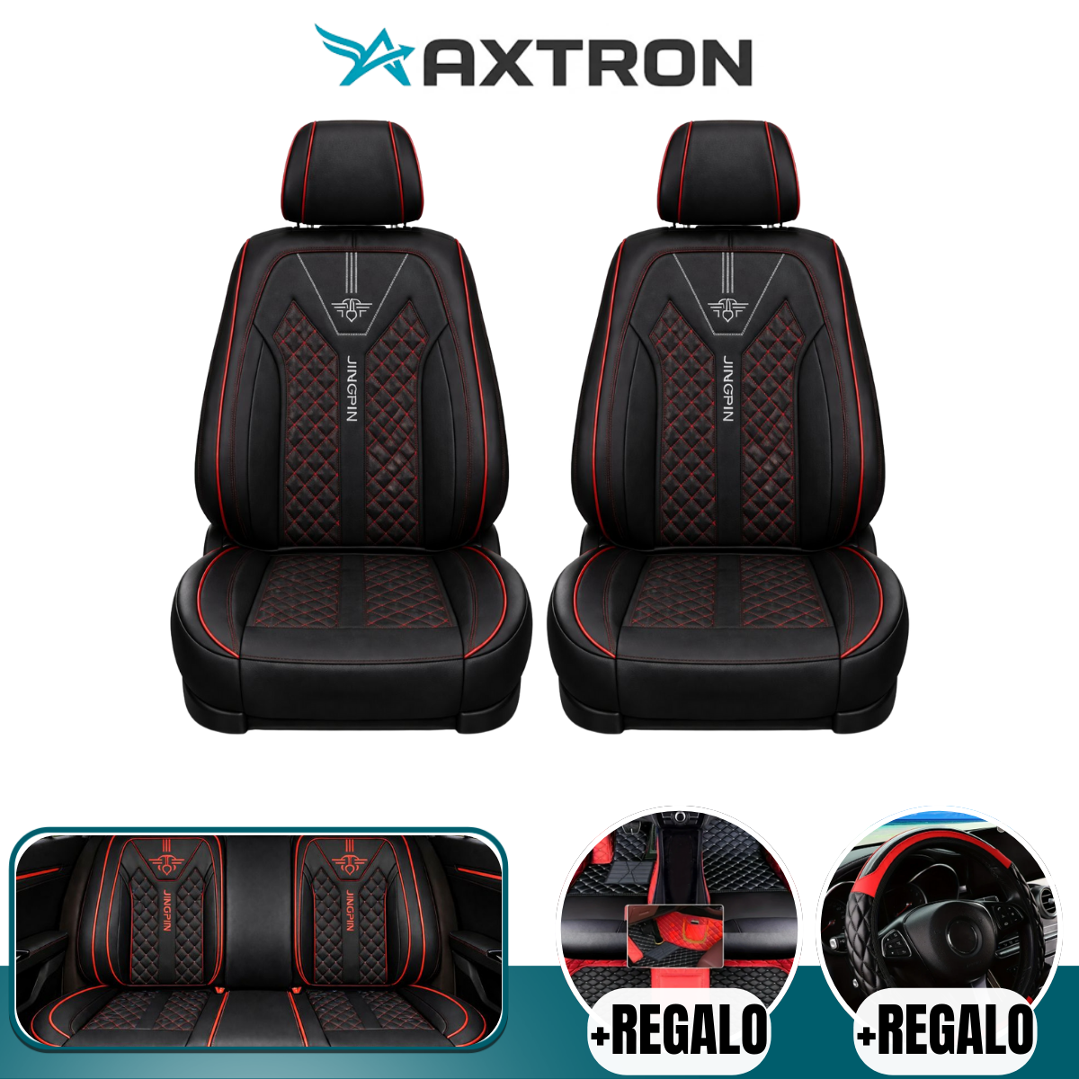 Funda para Auto Revox Universal en Cuero Legítimo con Airbag Integrado + REGALO: Alfombra y Funda para Volante