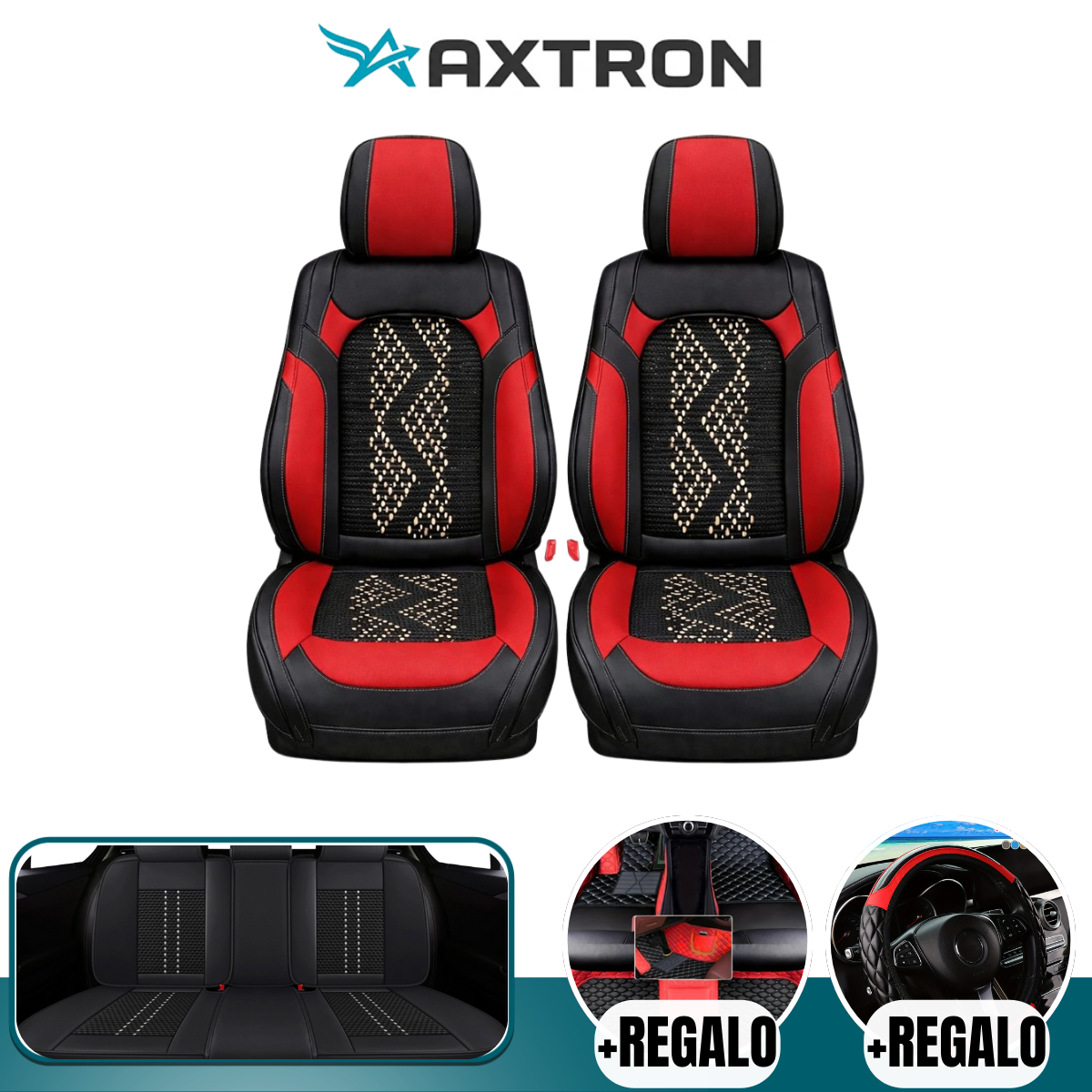 Funda para Auto Ímpeto Universal en Cuero Legítimo con Airbag Incorporado + REGALO: Alfombra y Funda para Volante